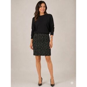Peter Cohen Pencil Skirt Women S Black White Textured Wool Blend Knee Length